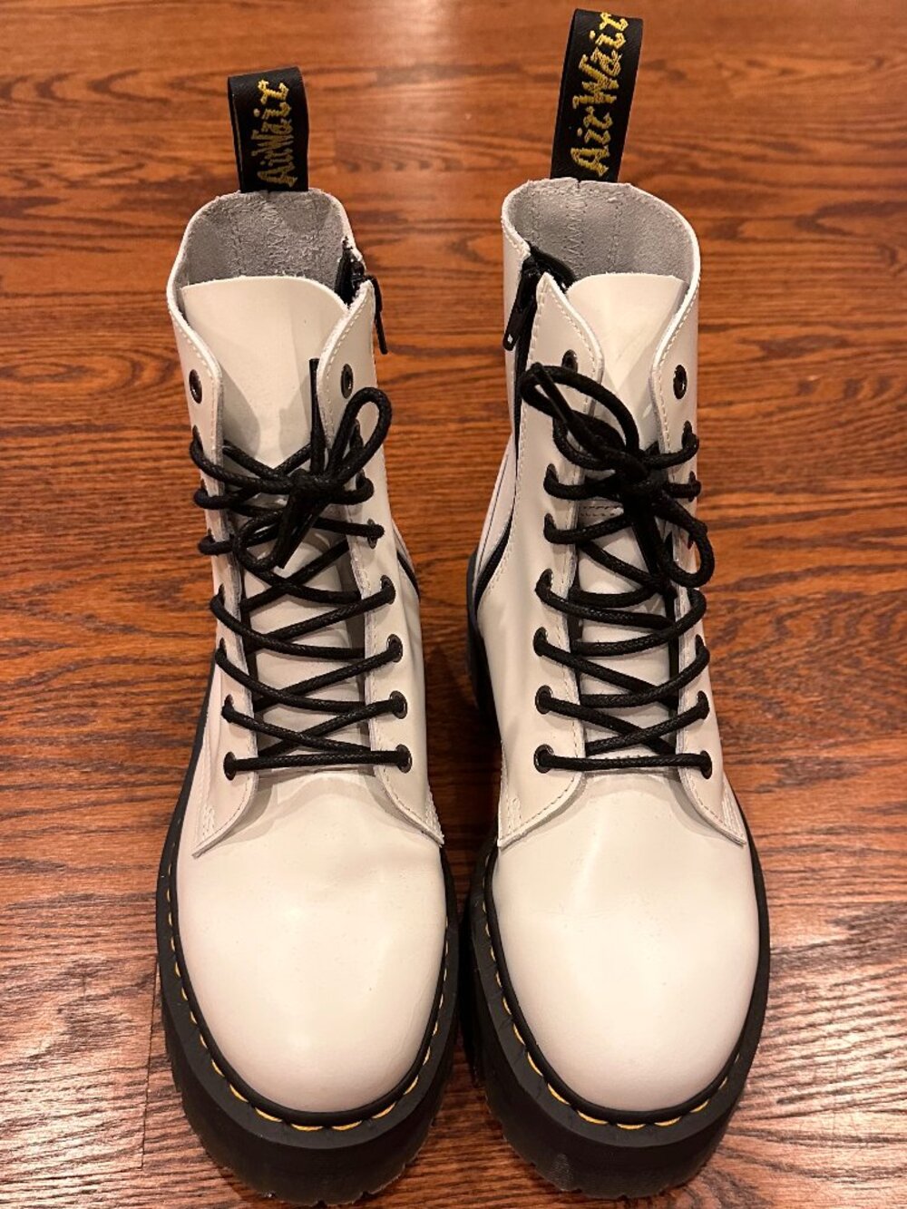Dr. Martens Jadon White Leather Platform Combat Boots Size 9 (EU41)